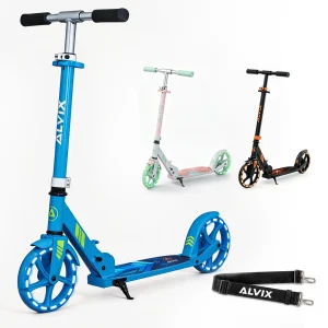 blauer Kinderroller ohne Handbremse