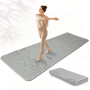hellgraue Fitnessmatte für Yoga