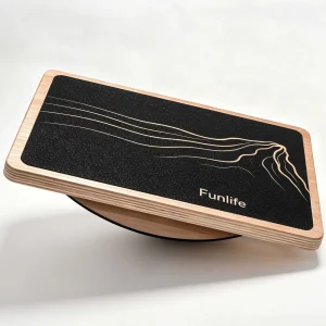 FunLife Alpine kleines Balance Board mit schwarzer Oberfläche und Holzoptik