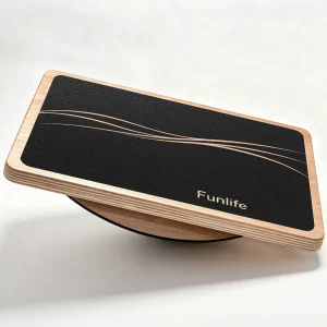 FunLife Flow kleines Balance Board mit modernem Linienmotiv und Holzrahmen
