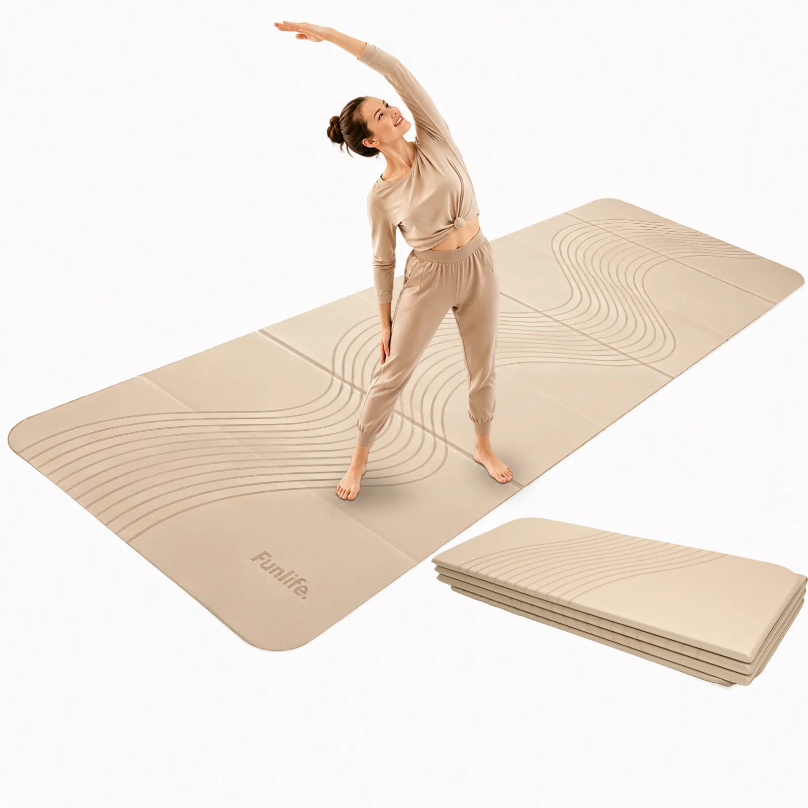 Funlife Faltbare Fitnessmatte (Beige)