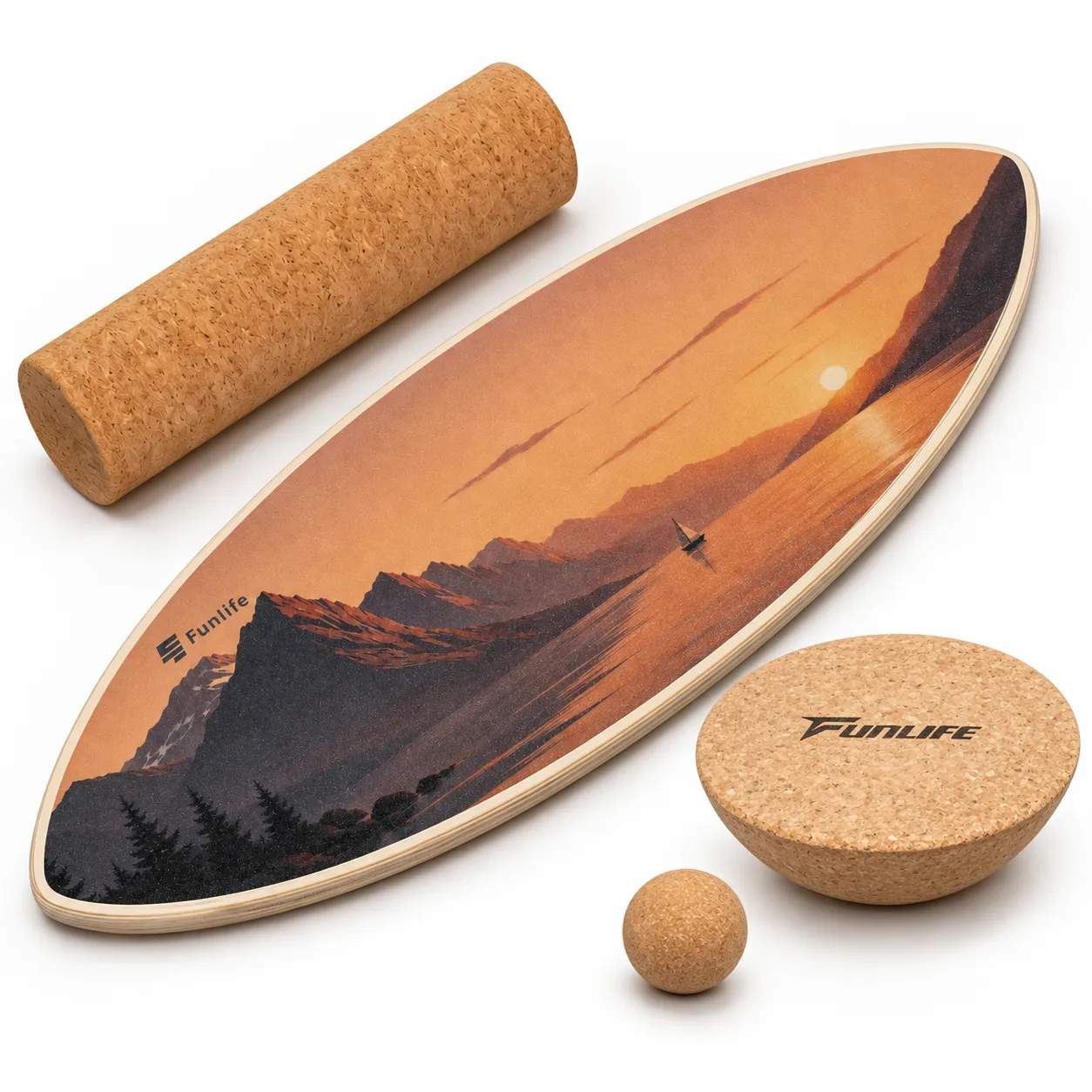 Funlife Balance Board mit Zubehör Set – Fjord Sunset